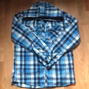 Men's medium depart west button down with hood